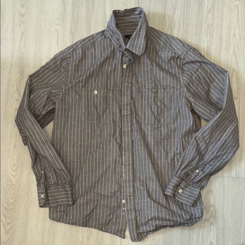 OLD NAVY Men's Striped Gray Shirt large